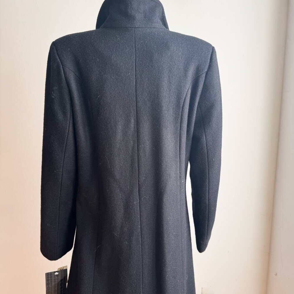 Vintage 90s Ellabee Deadstock Black Wool Blend Maxi Minimalist Coat 10 - Picture 7 of 8